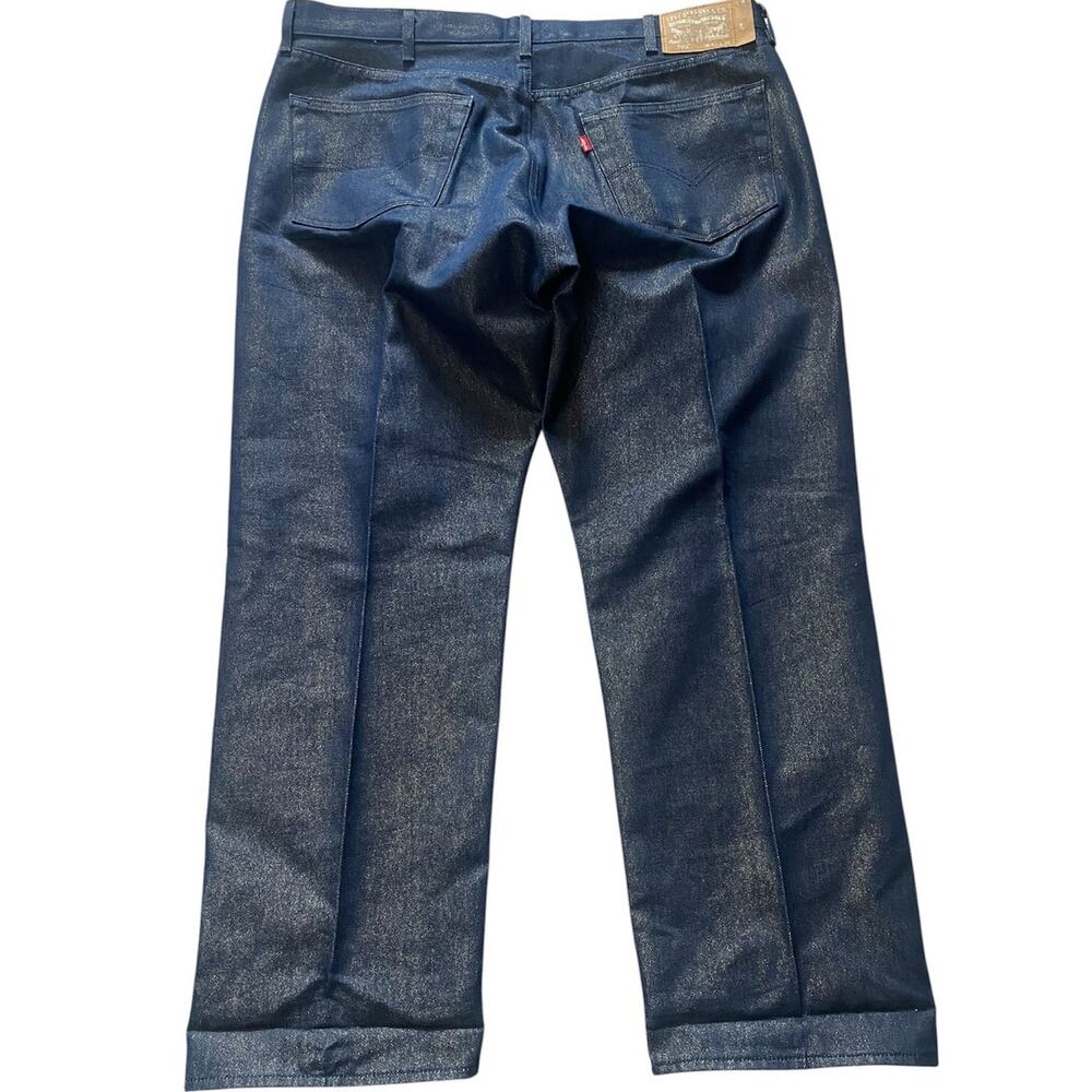 Levi's 501 Original Fit Metallic Gold Shimmer Men Blue Jeans 42X30 Rare Denim